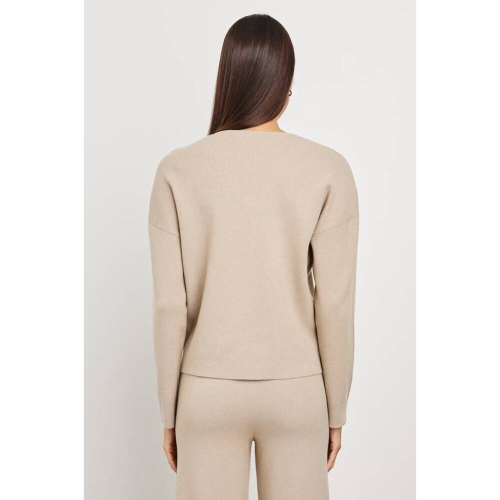 Rails Hollyn Tan V-Neck Sweater Heather Oatmeal L NEW Minimalist Softgirl Scandi - Picture 4 of 9